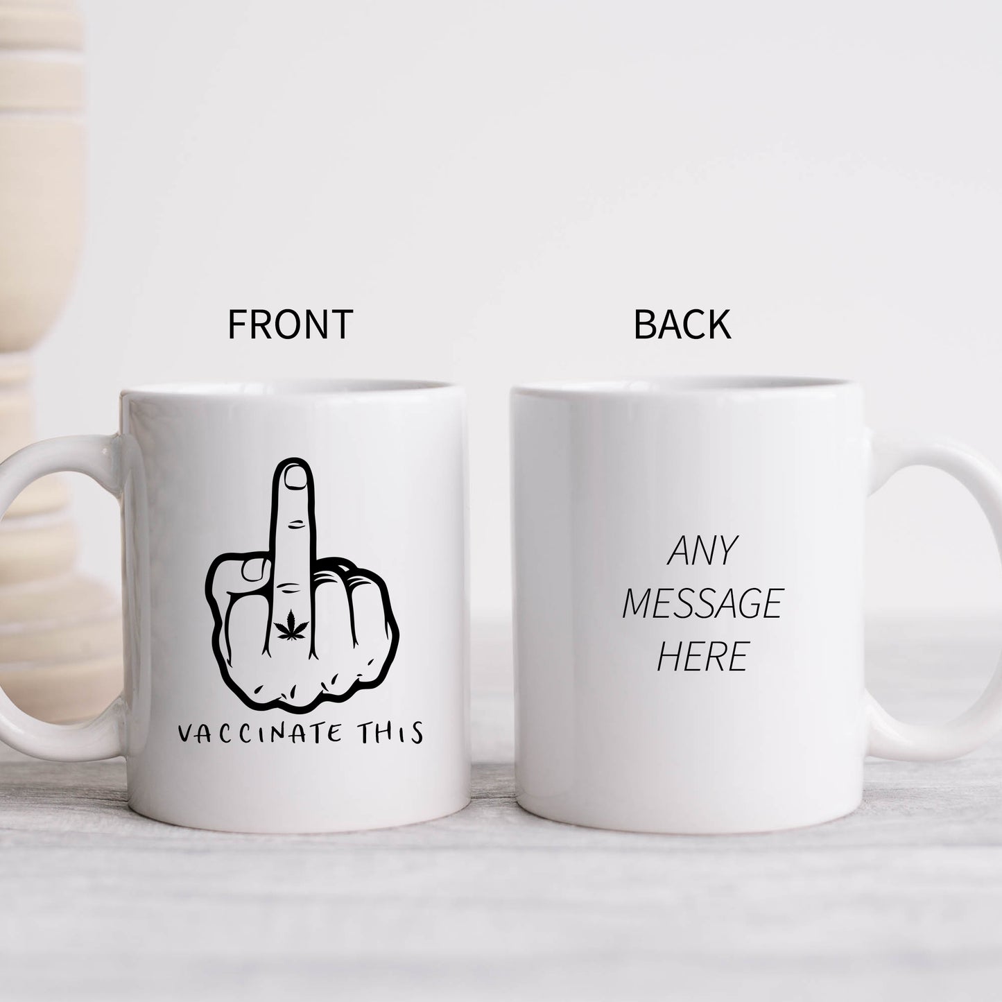 Vaccinate This, Middle Finger, Rude Gesture, Clear Male, Funny Personalised Mug