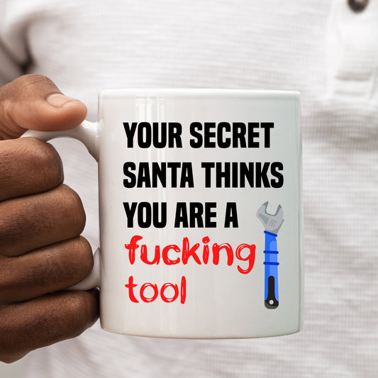 Secret Santa Thinks You are a Fucking Tool, Funny Offensive Personalised Mug