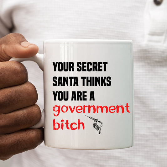 Secret Santa Thinks You are a Government Bitch, Funny Offensive Personalised Mug